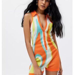 Jaded London Women's Intarsia Knit Sleeveless Shorts Romper Size 6